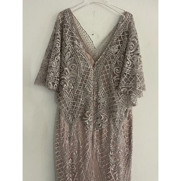 Lara Dress 14 Cape Sleeve Mermaid Beaded Gown Formal Mother of Bride Lavender - Picture 11 of 16